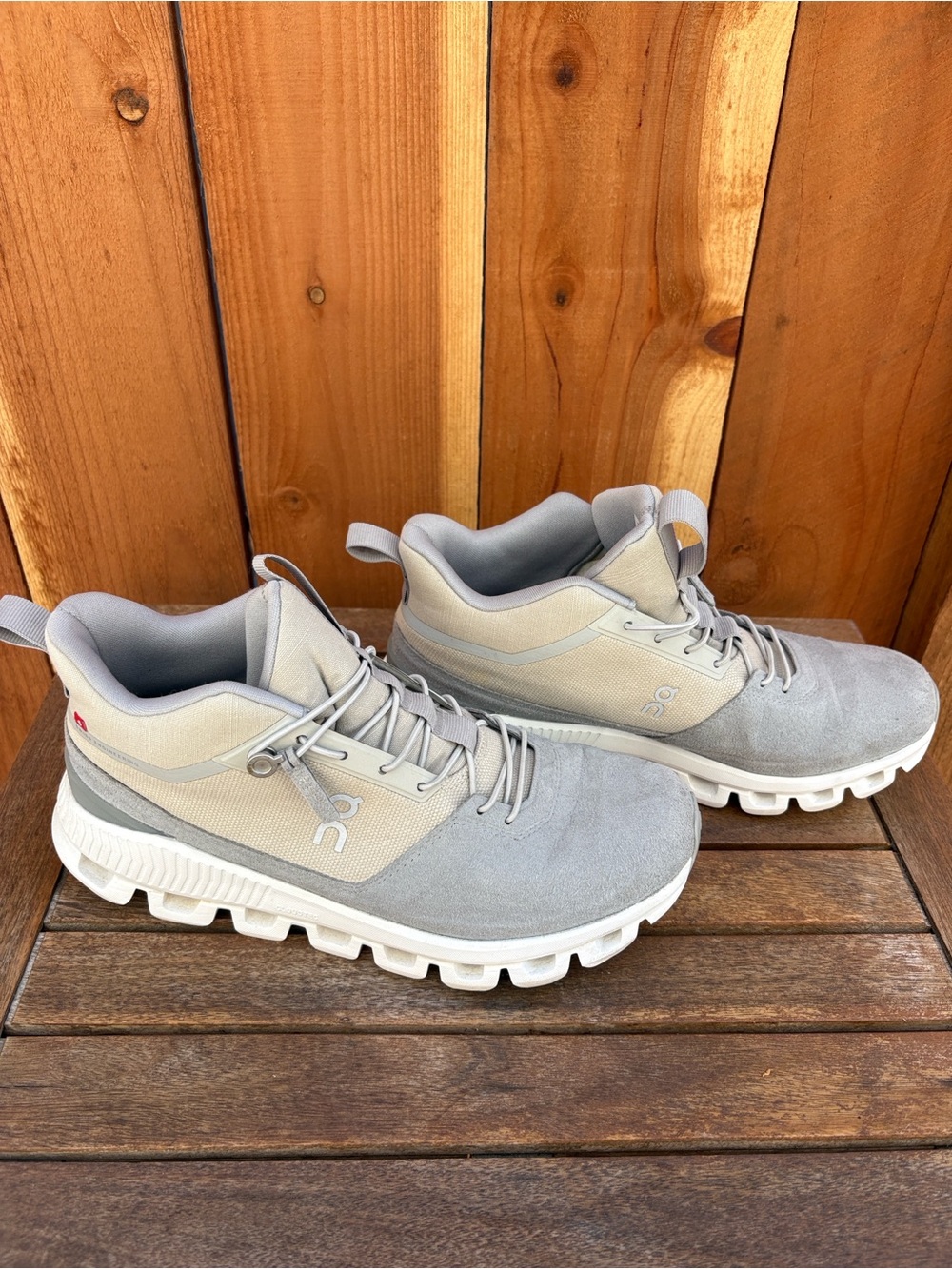 On Running Gray and Cream Cloudstyle Athletic Shoes